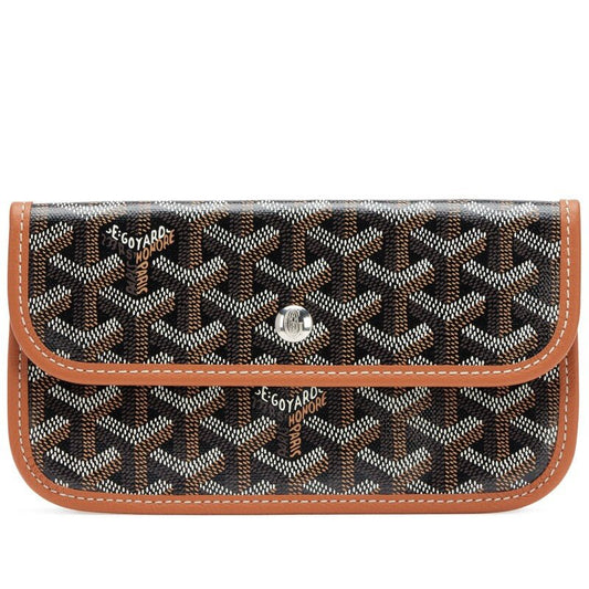 Black Goyardine Canvas Saint Louis Pouch Wallet - Crowned Bag