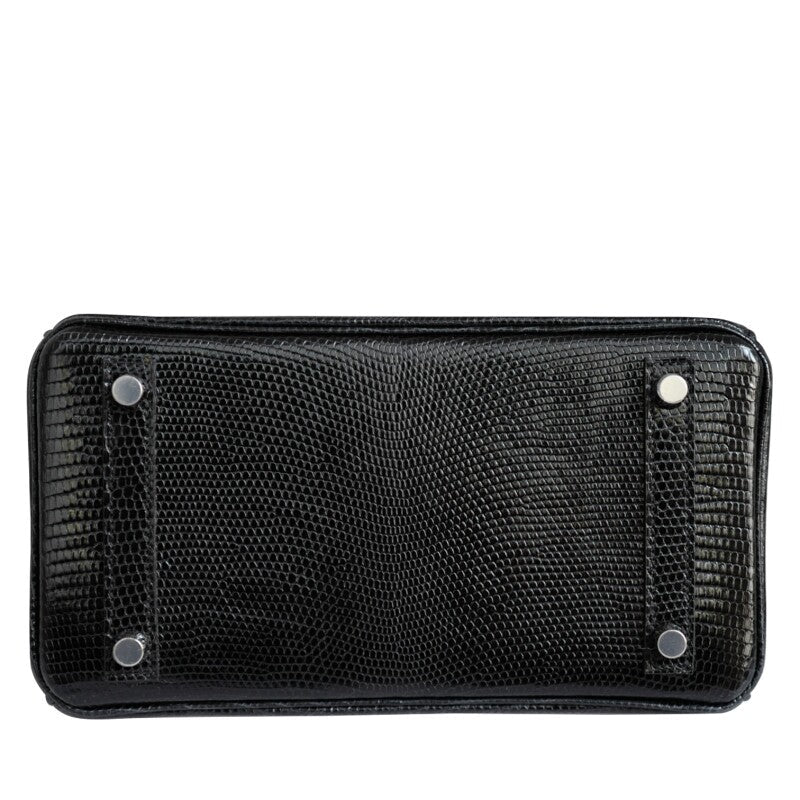 Black Lizard Lisse Birkin 25 Palladium Hardware, 2025 - Crowned Bag