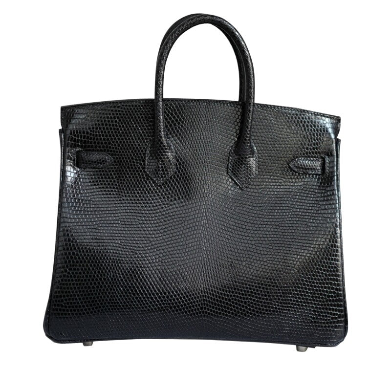 Black Lizard Lisse Birkin 25 Palladium Hardware, 2025 - Crowned Bag