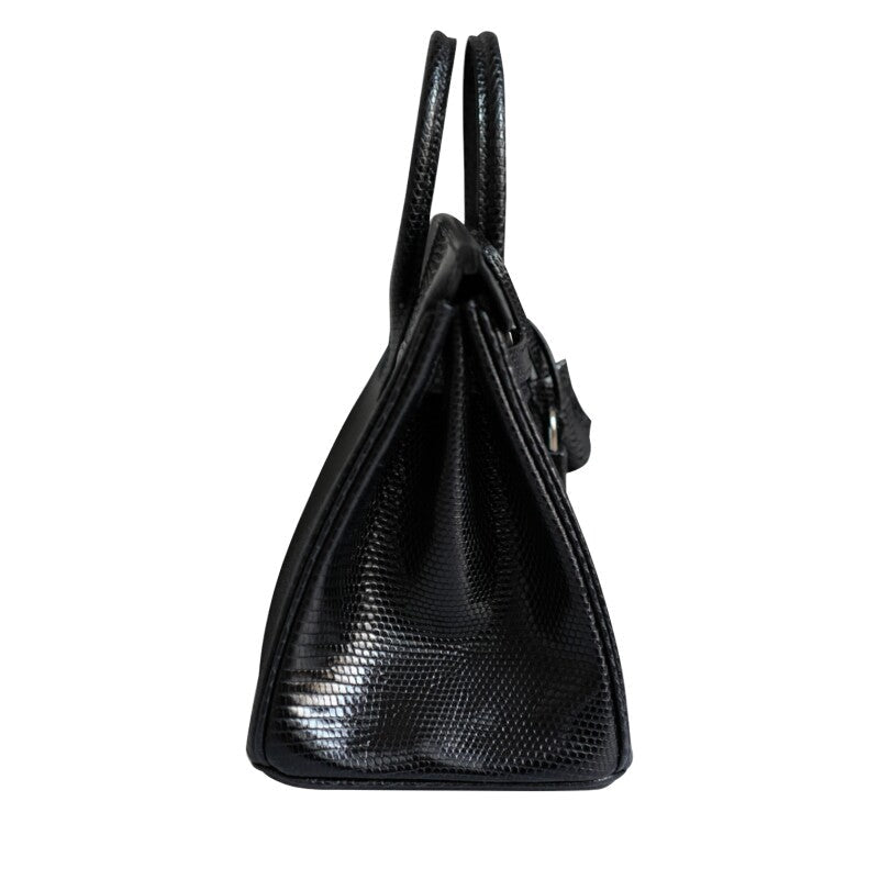 Black Lizard Lisse Birkin 25 Palladium Hardware, 2025 - Crowned Bag