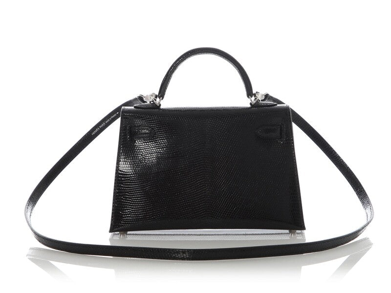 Black Lizard Mini Kelly 20 II Palladium Hardware, 2025 - Crowned Bag