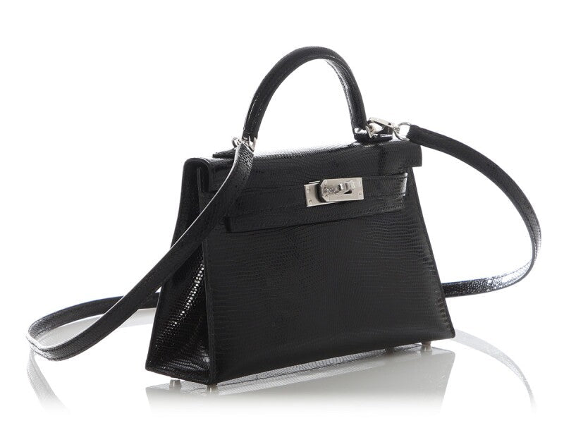 Black Lizard Mini Kelly 20 II Palladium Hardware, 2025 - Crowned Bag