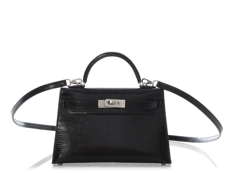 Black Lizard Mini Kelly 20 II Palladium Hardware, 2025 - Crowned Bag