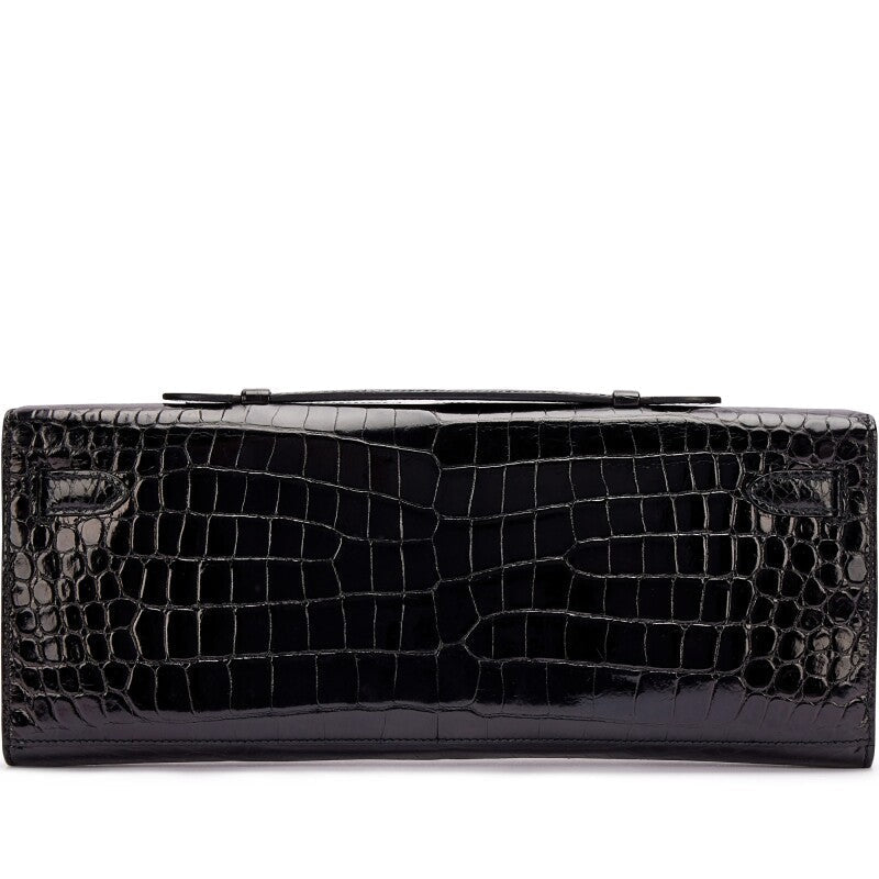 Black Shiny Porosus Crocodile Kelly Cut Gold Hardware, 2015 - Crowned Bag