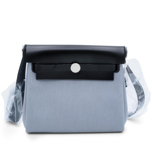 Black Vache Hunter and Gris Pantin Toile Mini Herbag Zip 20 Palladium Hardware, 2025 - Crowned Bag