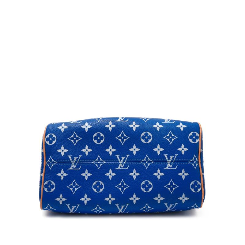 Blue and White Monogram Leather Speedy P9 Bandoulire 25 Gold Hardware - Crowned Bag