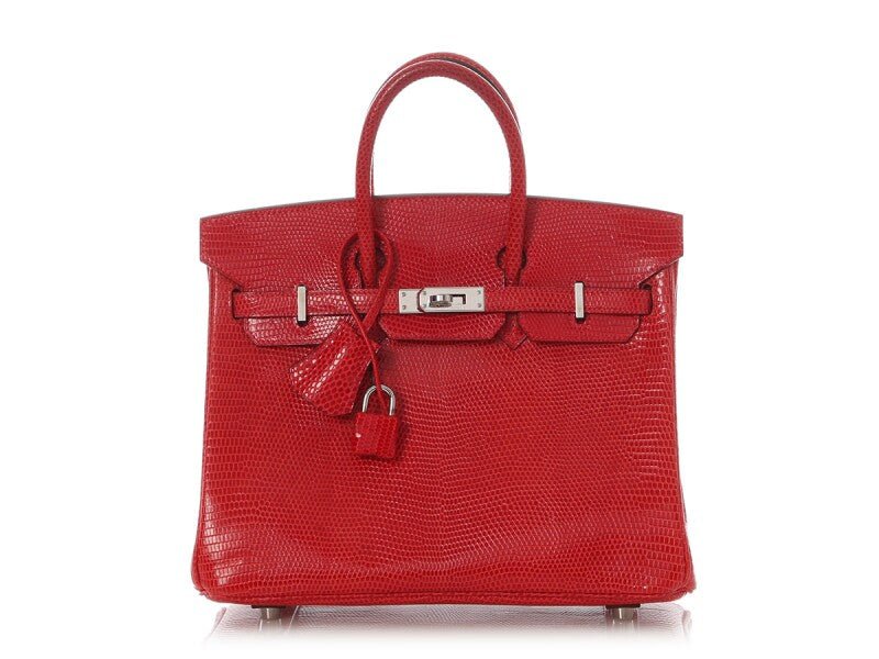 Bougainvillea Shiny Varanus Niloticus Lizard Birkin 25 Palladium Hardware, 2007 - Crowned Bag