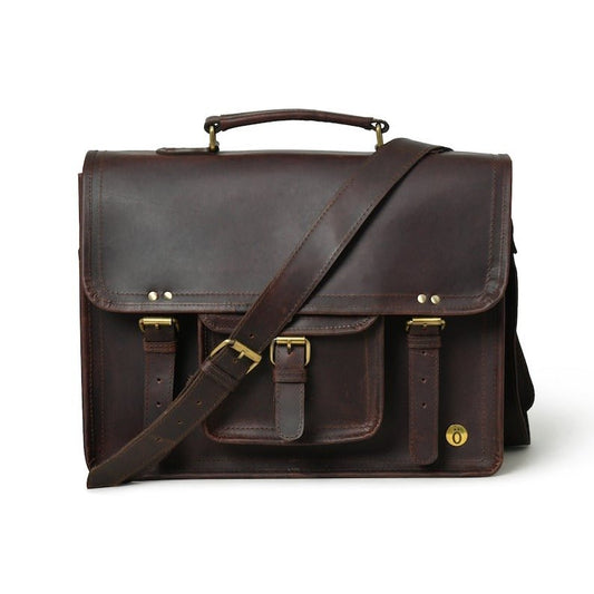 Buffalo Leather Messenger Laptop Bag – Personalized & Handcrafted Gift - Crowned Bag