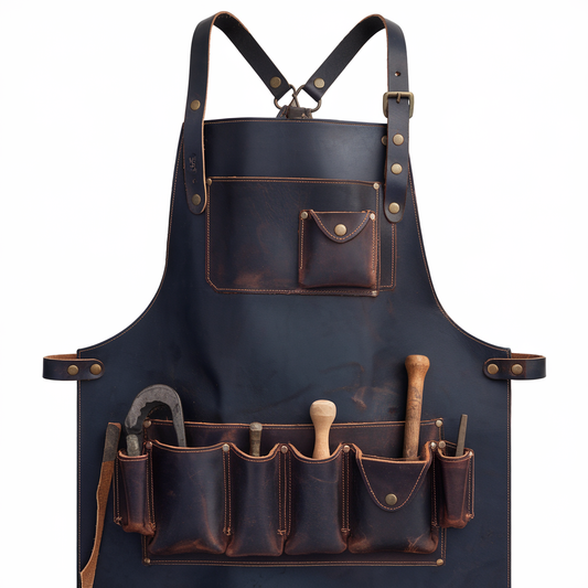 Frontier Forge Navy Blue Crazy Horse Leather Blacksmith Apron