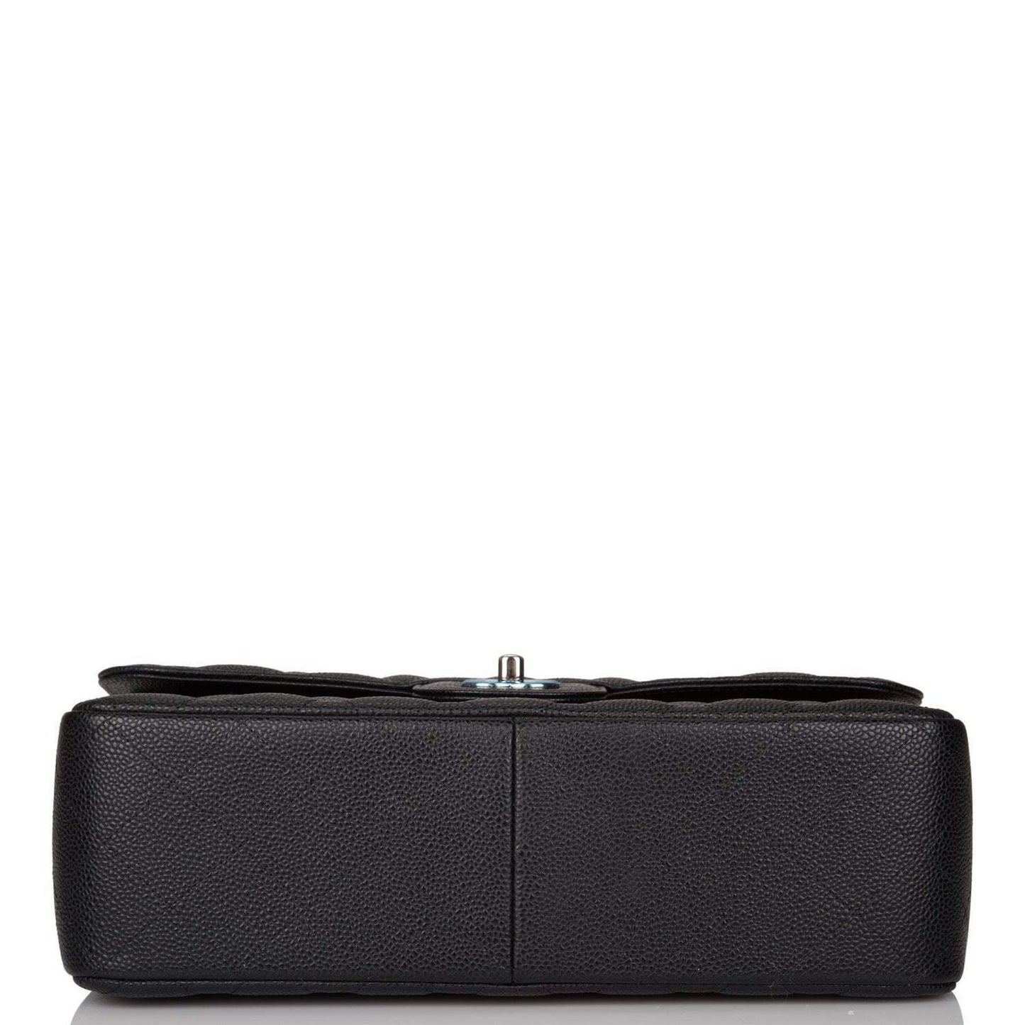 Chanel Black Quilted Caviar Jumbo Classic Double Flap Bag Silver Hardware - Crowned Bag