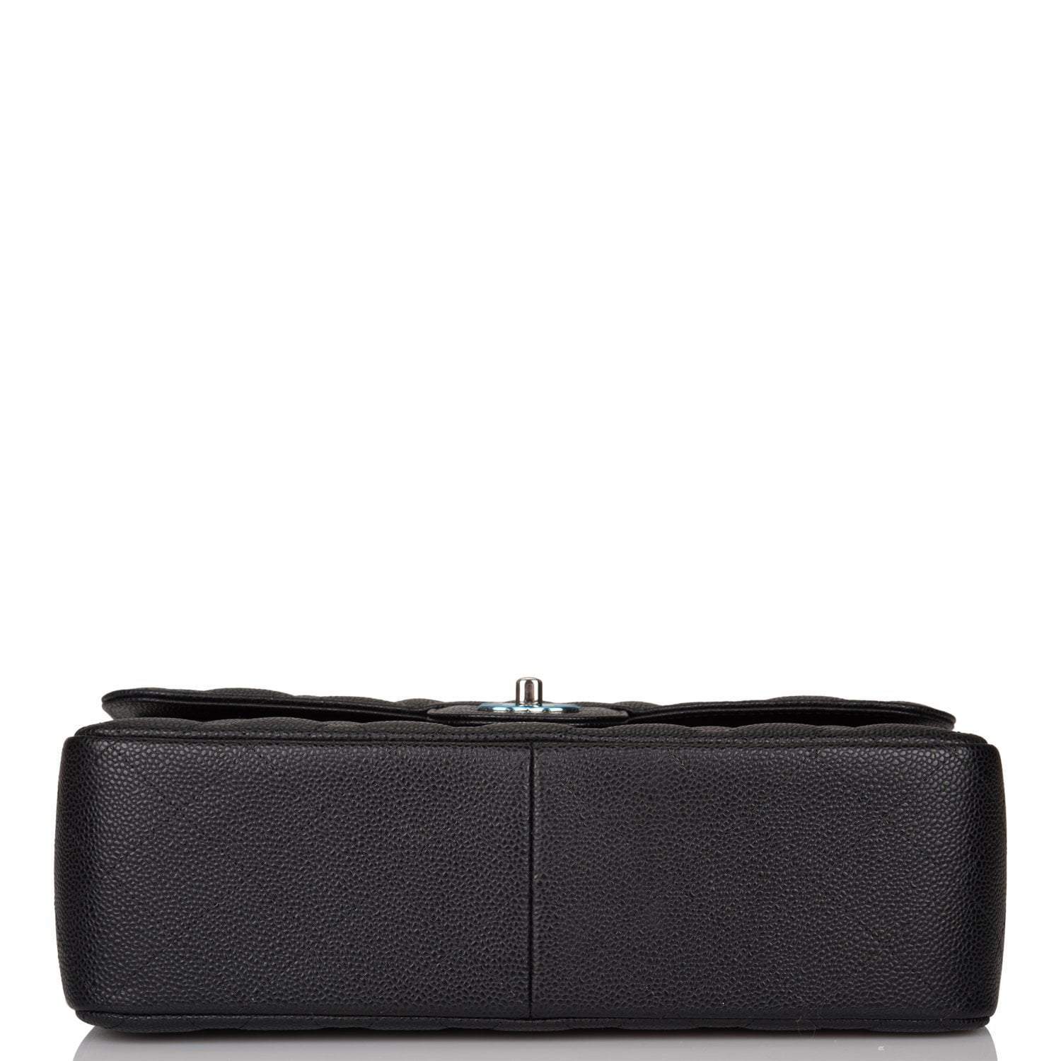 Chanel Black Quilted Caviar Jumbo Classic Double Flap Bag Silver Hardware - Crowned Bag