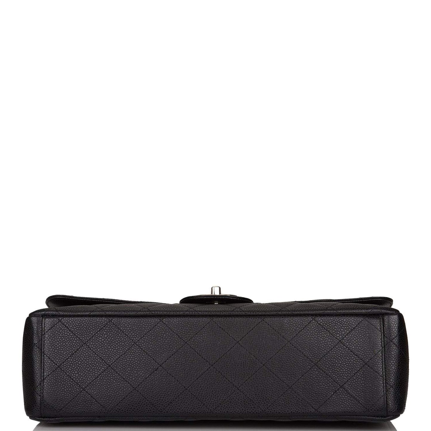 Chanel Black Quilted Caviar Maxi Classic Double Flap Bag Silver Hardware - Crowned Bag