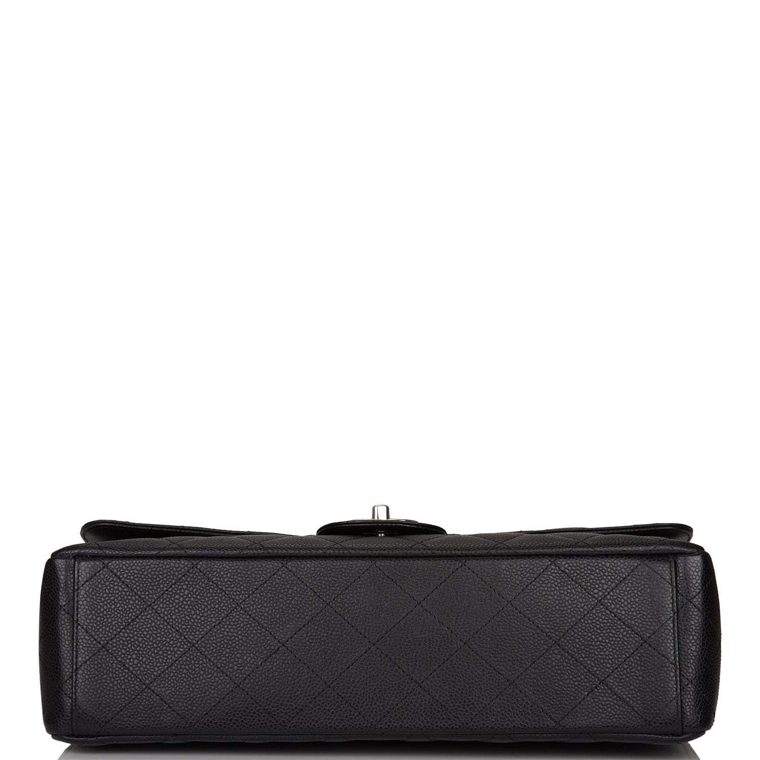 Chanel Black Quilted Caviar Maxi Classic Double Flap Bag Silver Hardware - Crowned Bag