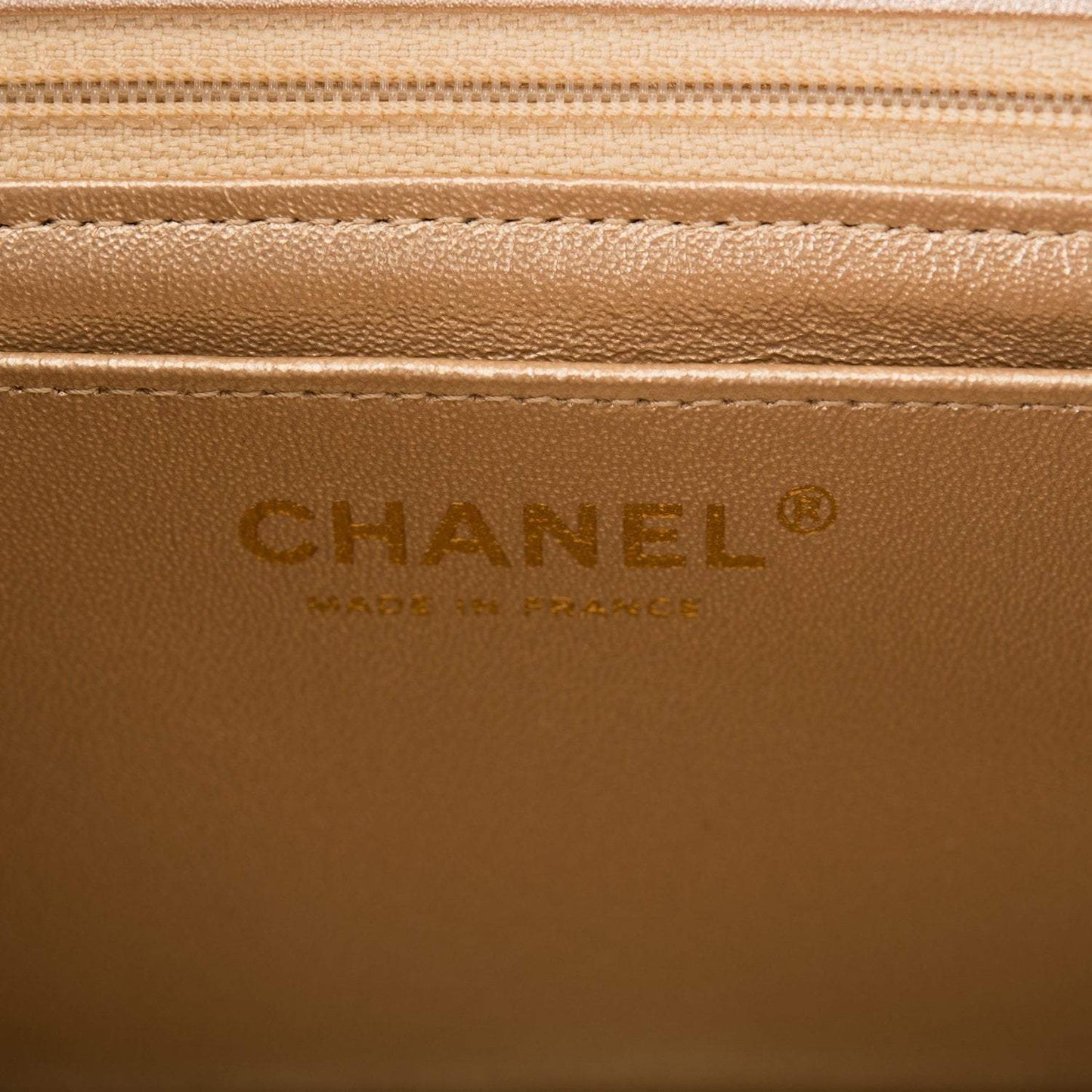 Chanel Gold Metallic Quilted Lambskin Square Mini Classic Flap Bag Light Gold Hardware - Crowned Bag