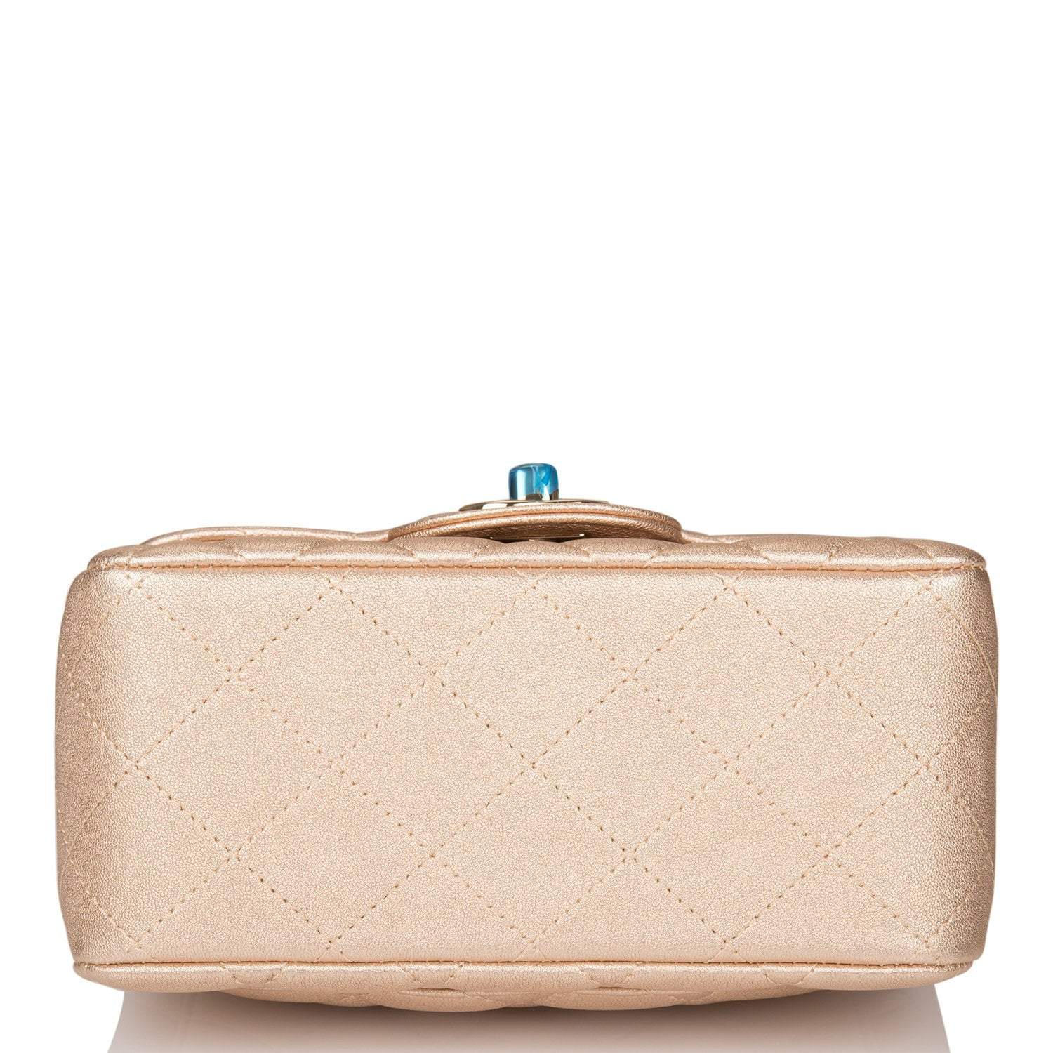 Chanel Gold Metallic Quilted Lambskin Square Mini Classic Flap Bag Light Gold Hardware - Crowned Bag