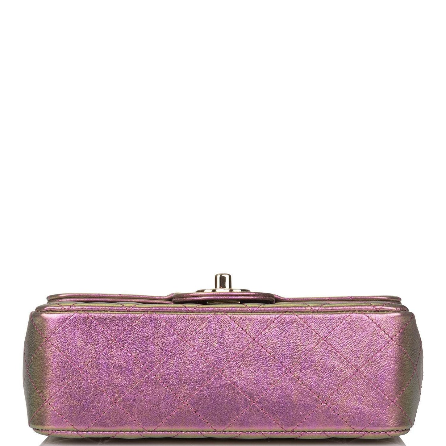 Chanel Mini Rectangular Flap Bag Purple Iridescent Lambskin Light Gold Hardware - Crowned Bag