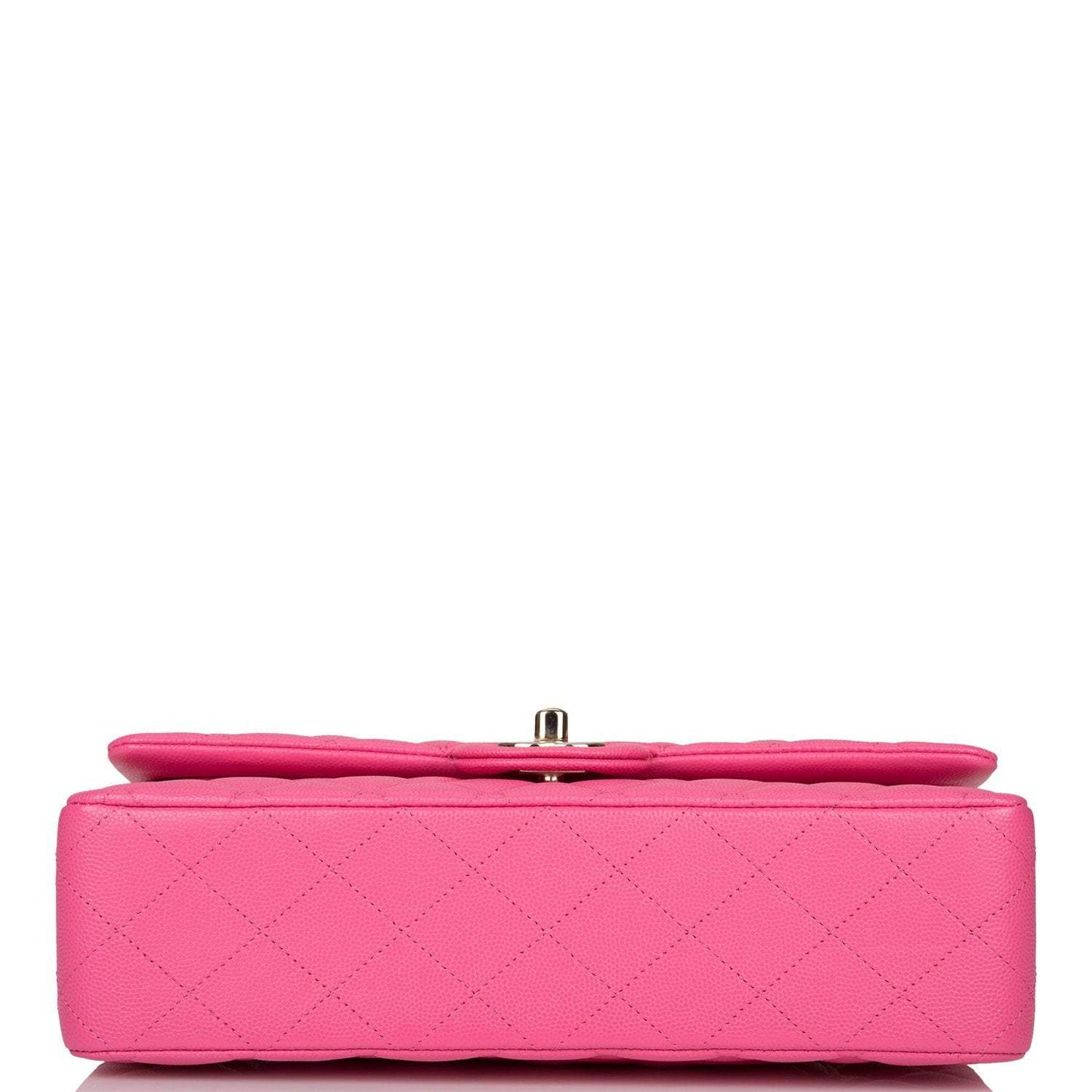 Chanel Pink Quilted Caviar Medium Classic Double Flap Bag Light Gold Hardware - Crowned Bag