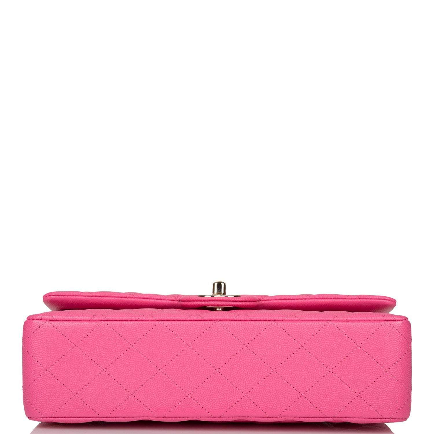 Chanel Pink Quilted Caviar Medium Classic Double Flap Bag Light Gold Hardware - Crowned Bag
