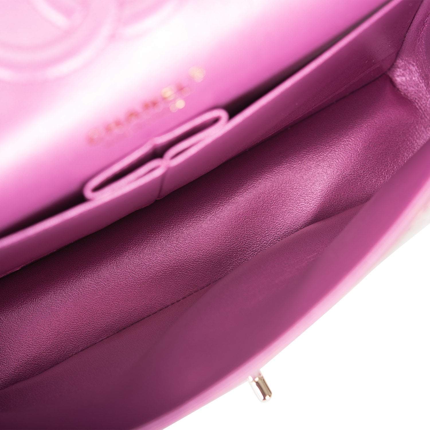 Chanel Purple Iridescent Quilted Lambskin Medium Classic Double Flap Bag Light Gold Hardware - Crowned Bag
