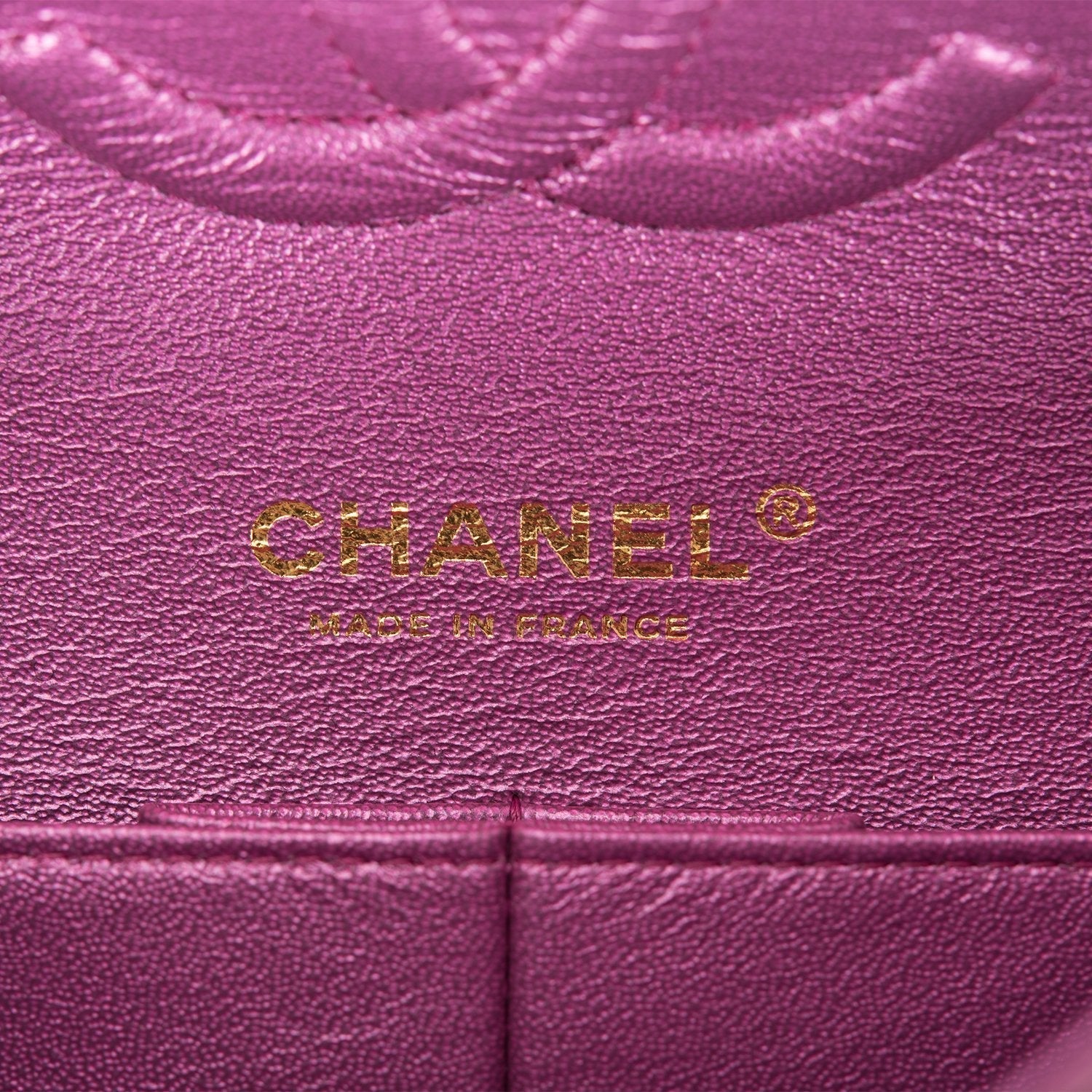 Chanel Purple Iridescent Quilted Lambskin Medium Classic Double Flap Bag Light Gold Hardware - Crowned Bag