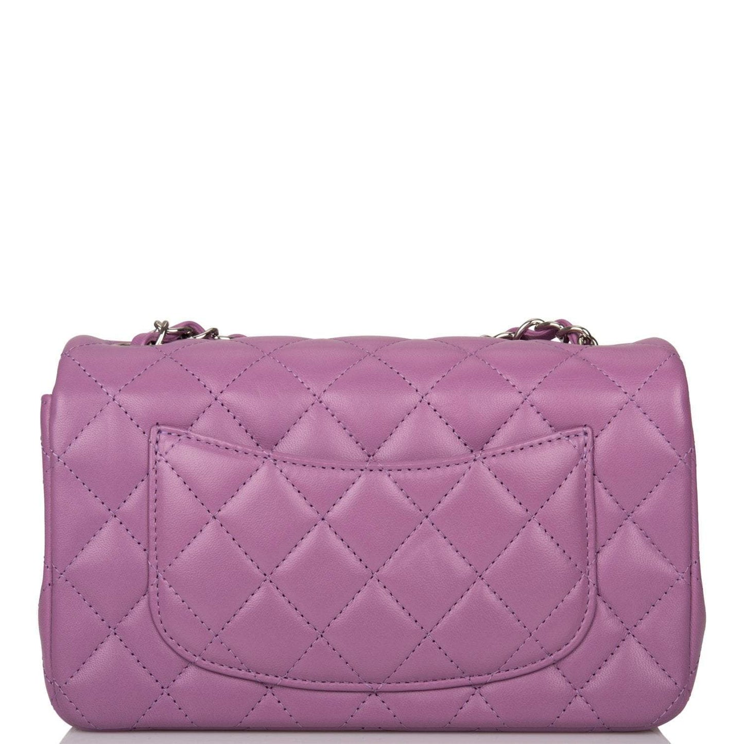 Chanel Purple Quilted Lambskin Rectangular Mini Classic Flap Bag Silver Hardware - Crowned Bag