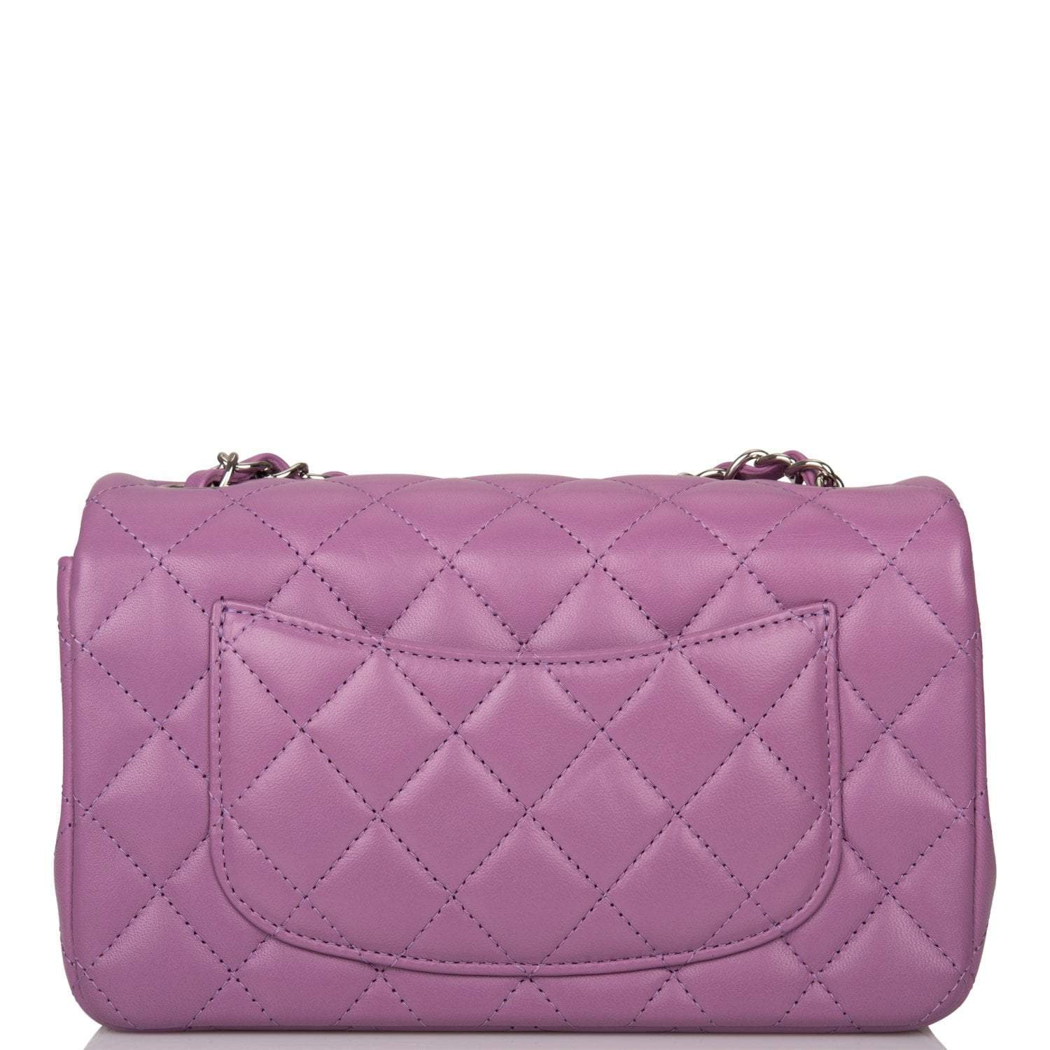 Chanel Purple Quilted Lambskin Rectangular Mini Classic Flap Bag Silver Hardware - Crowned Bag