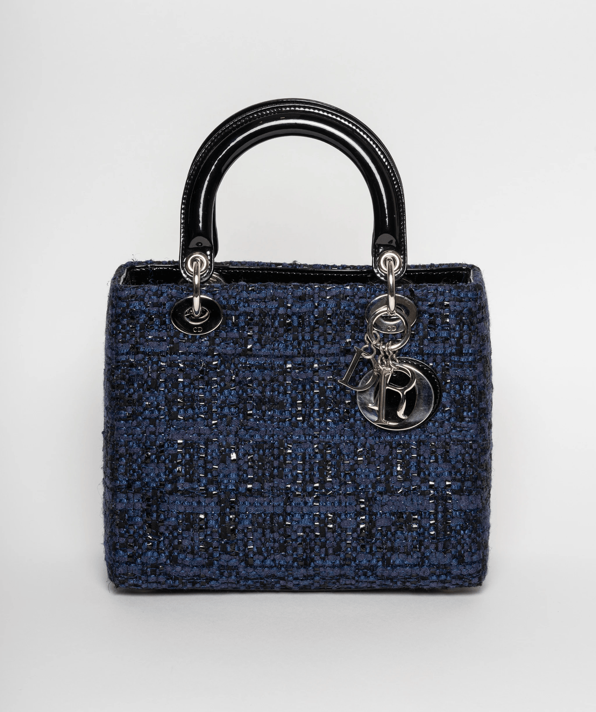 Christian Dior Blue Tweed and Patent Lady Dior Bag Dior
