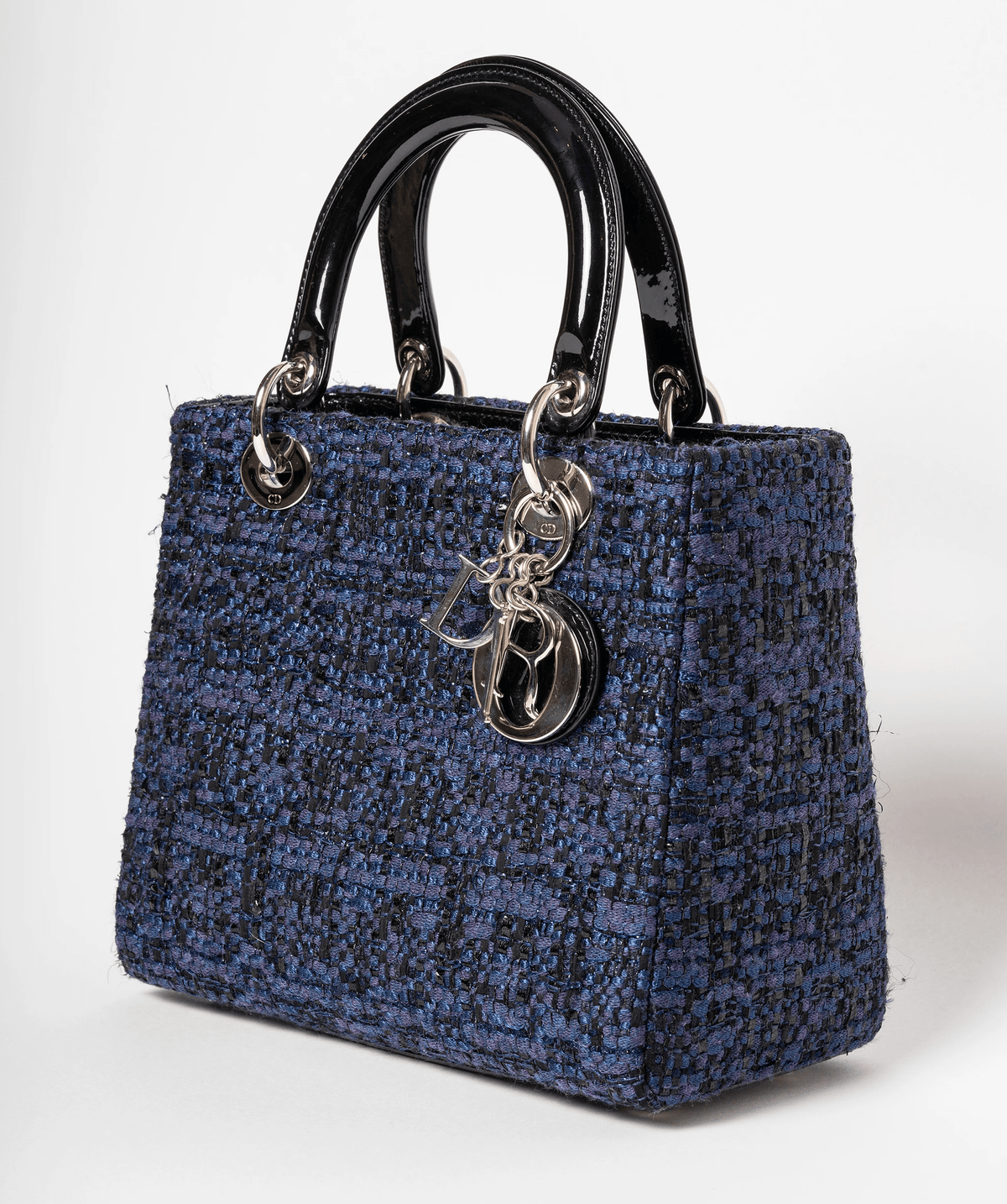 Christian Dior Blue Tweed and Patent Lady Dior Bag Dior