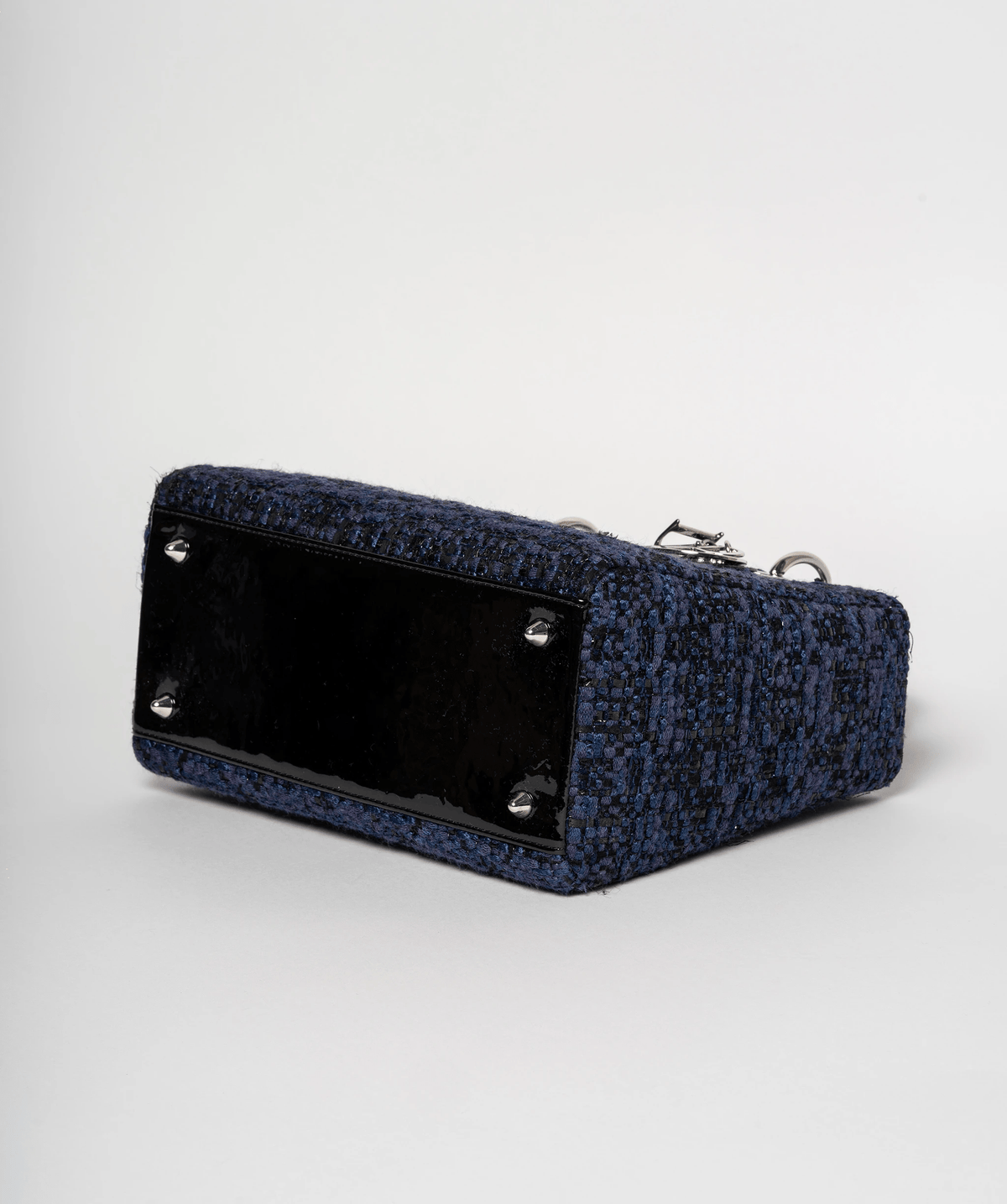 Christian Dior Blue Tweed and Patent Lady Dior Bag Dior