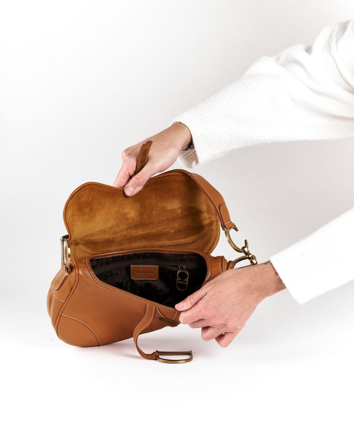 Dior Saddle Bag Tan Brown Leather Gold Hardware Dior