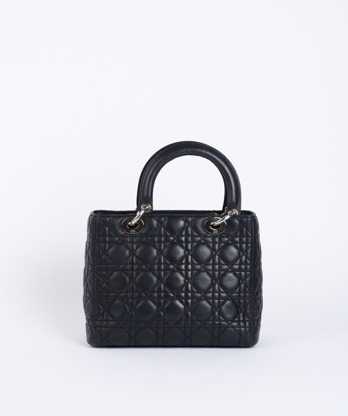 Christian Dior Black Leather Lady Dior Medium PHW Dior