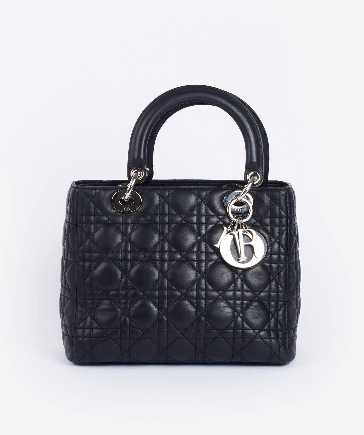 Christian Dior Black Leather Lady Dior Medium PHW Dior