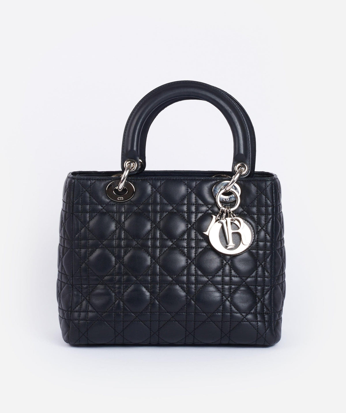 Christian Dior Black Leather Lady Dior Medium PHW Dior