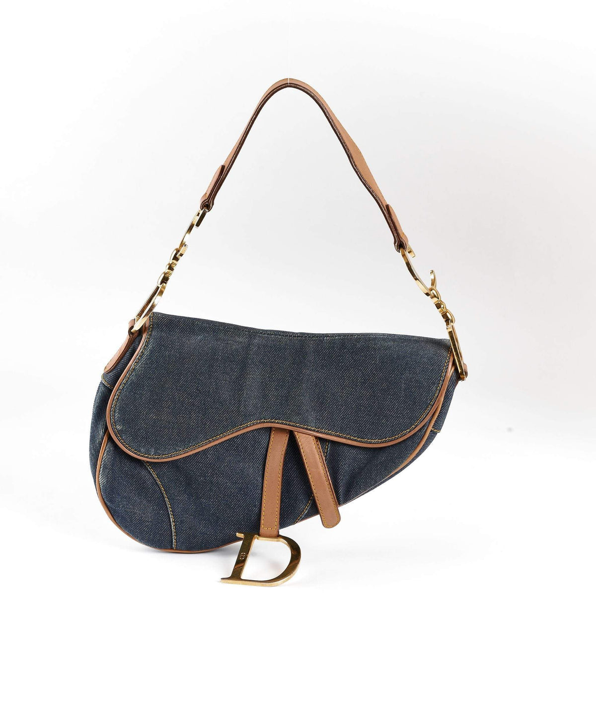 Christian Dior Blue Denim Saddle Bag GHW Dior