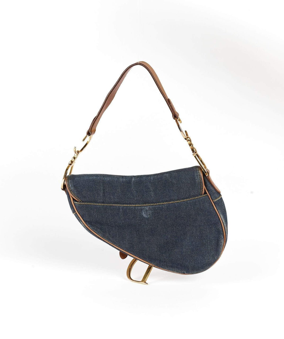 Christian Dior Blue Denim Saddle Bag GHW Dior