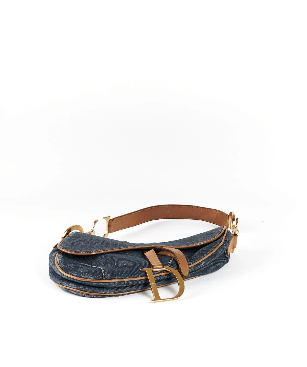 Christian Dior Blue Denim Saddle Bag GHW Dior