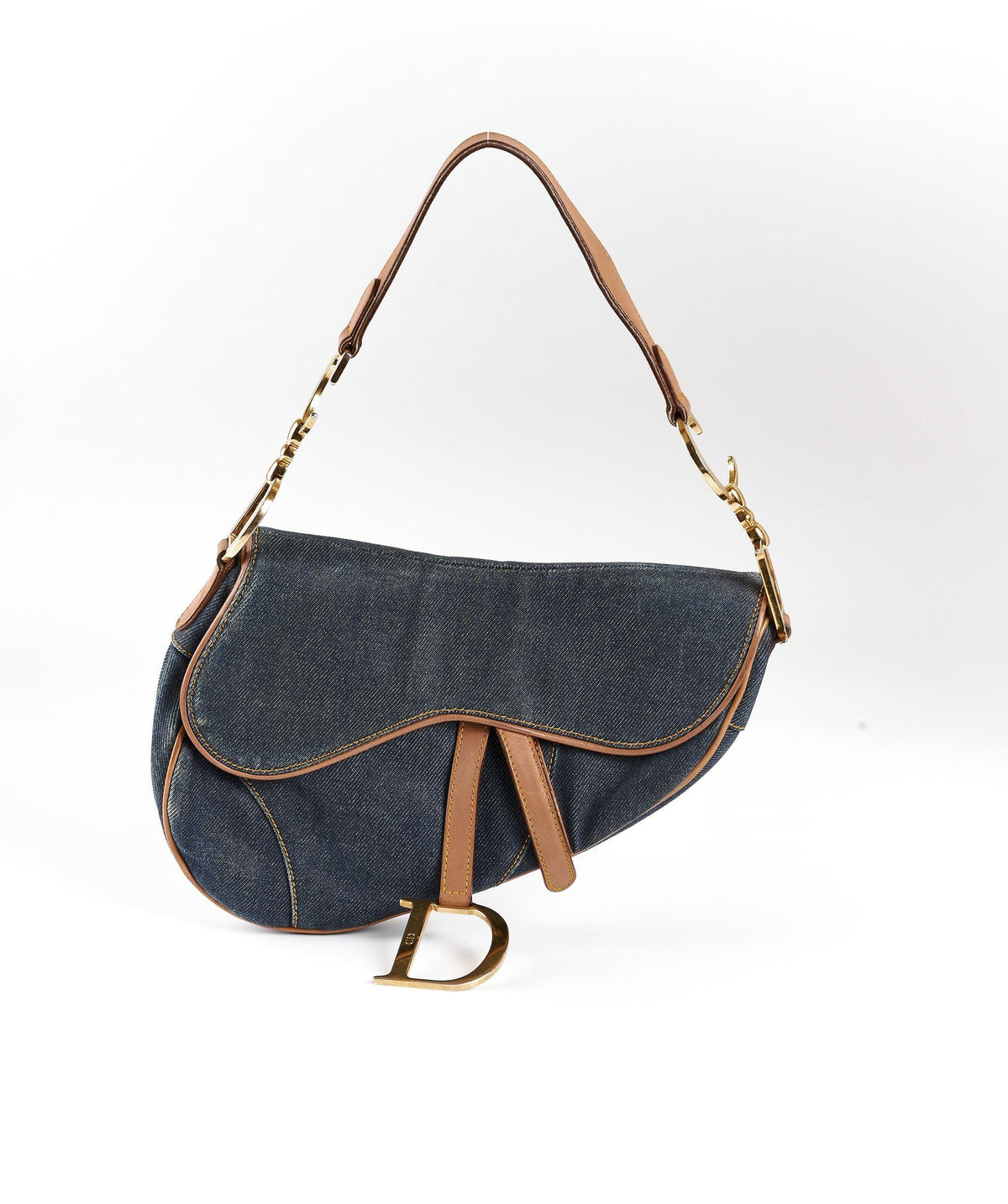 Christian Dior Blue Denim Saddle Bag GHW Dior