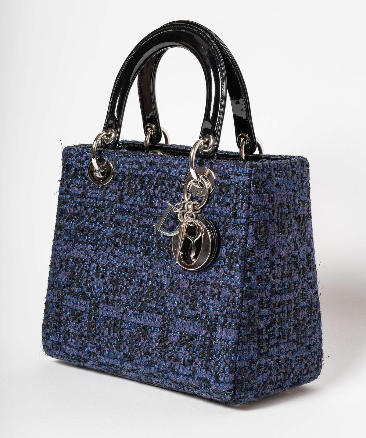 Christian Dior Blue Tweed and Patent Lady Dior Bag Dior