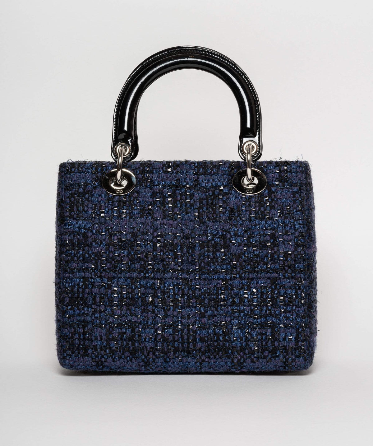 Christian Dior Blue Tweed and Patent Lady Dior Bag Dior