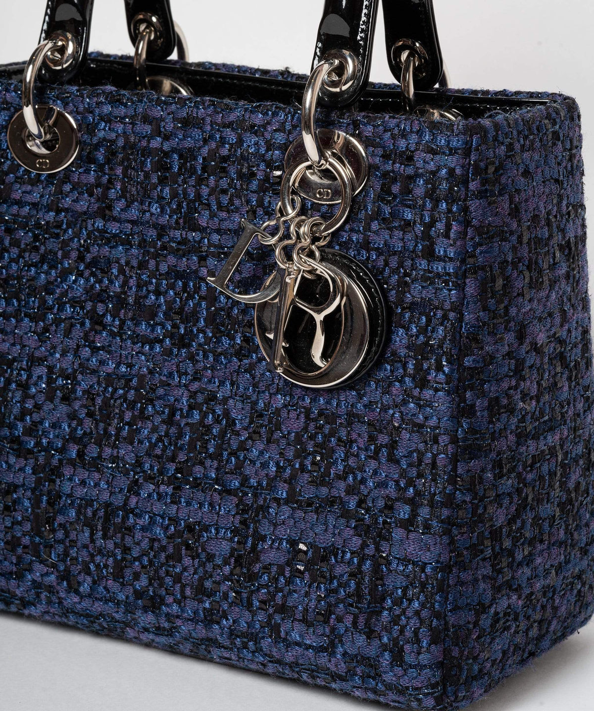 Christian Dior Blue Tweed and Patent Lady Dior Bag Dior