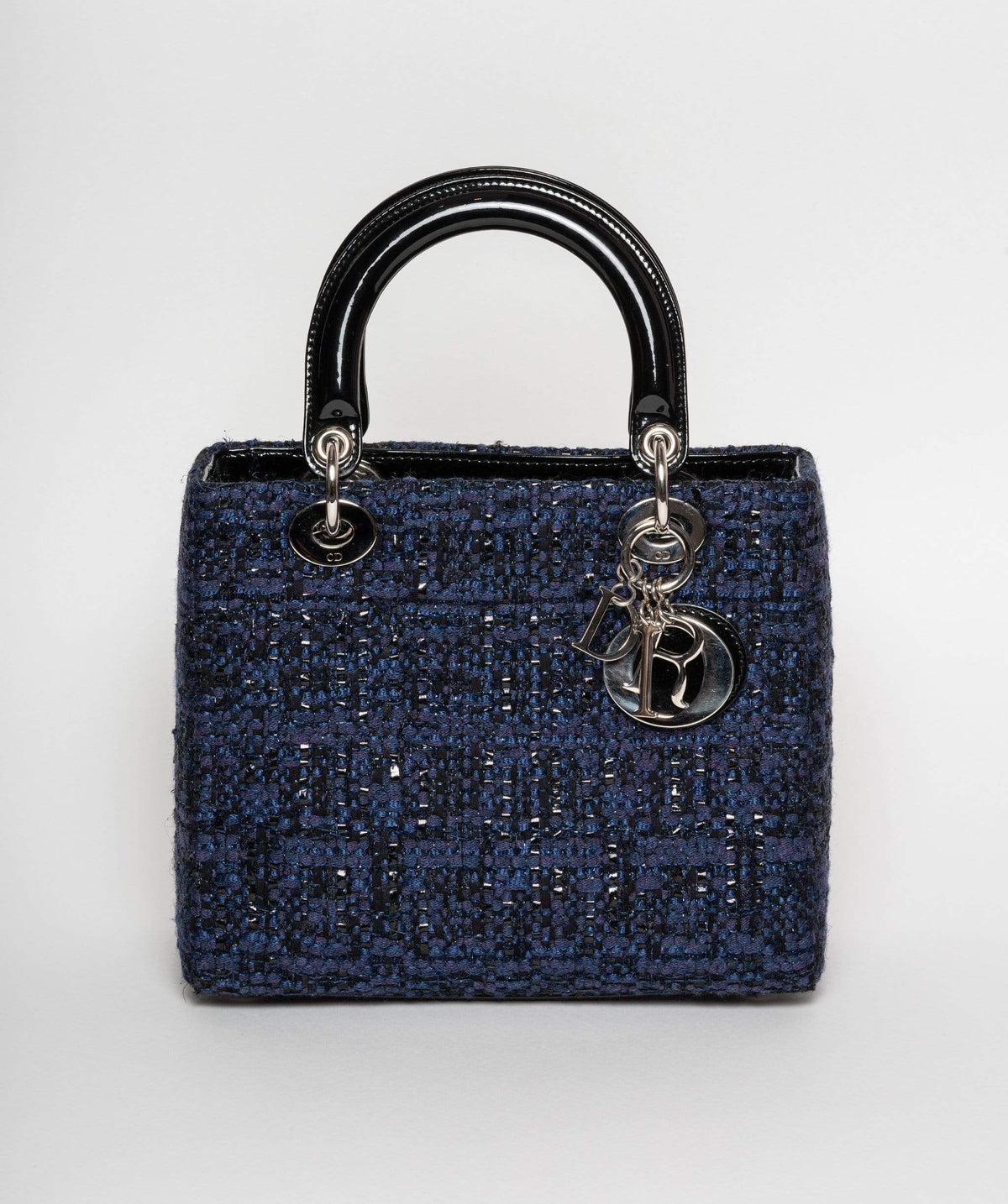 Christian Dior Blue Tweed and Patent Lady Dior Bag Dior