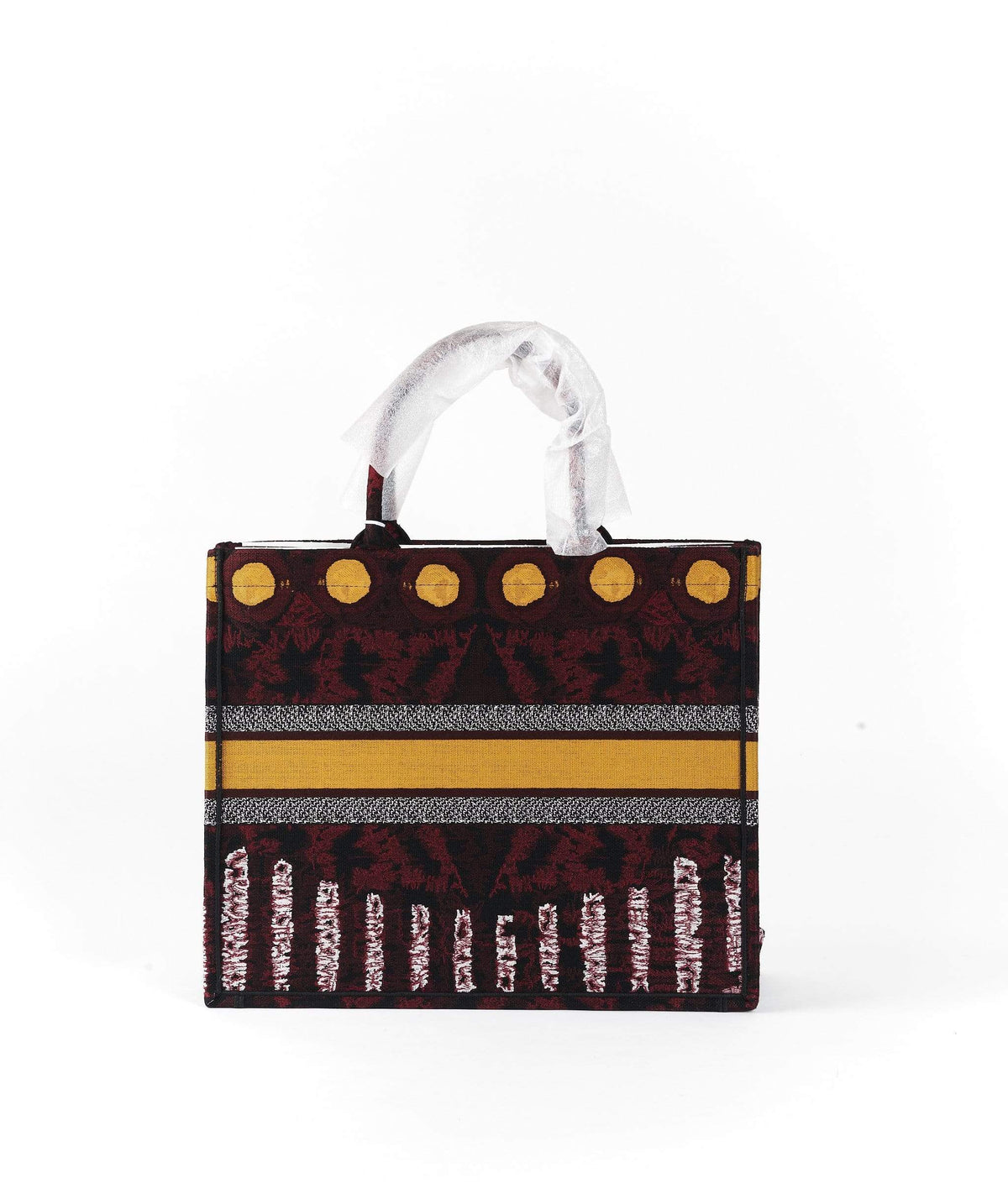 Christian Dior book tote Yellow circle and Burgundy print Dior