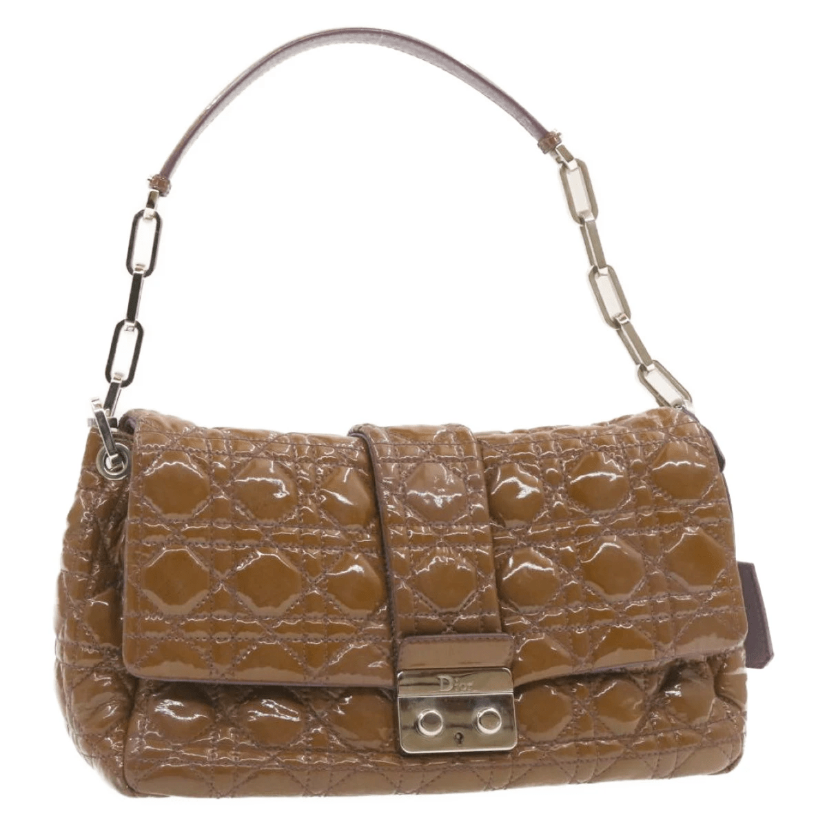CHRISTIAN DIOR Canage Shoulder Bag Patent Leather Brown Auth rd1612 Dior