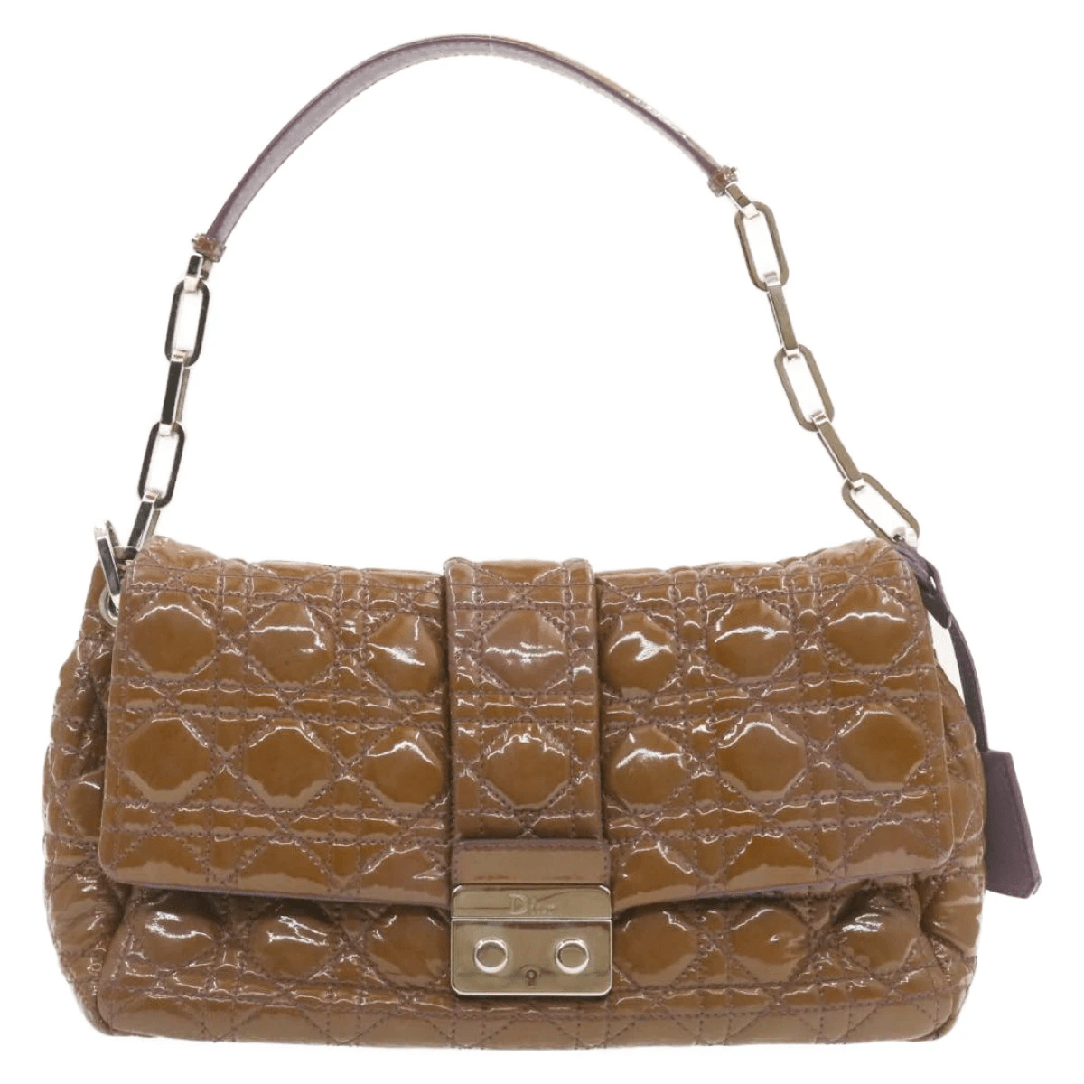 CHRISTIAN DIOR Canage Shoulder Bag Patent Leather Brown Auth rd1612 Dior