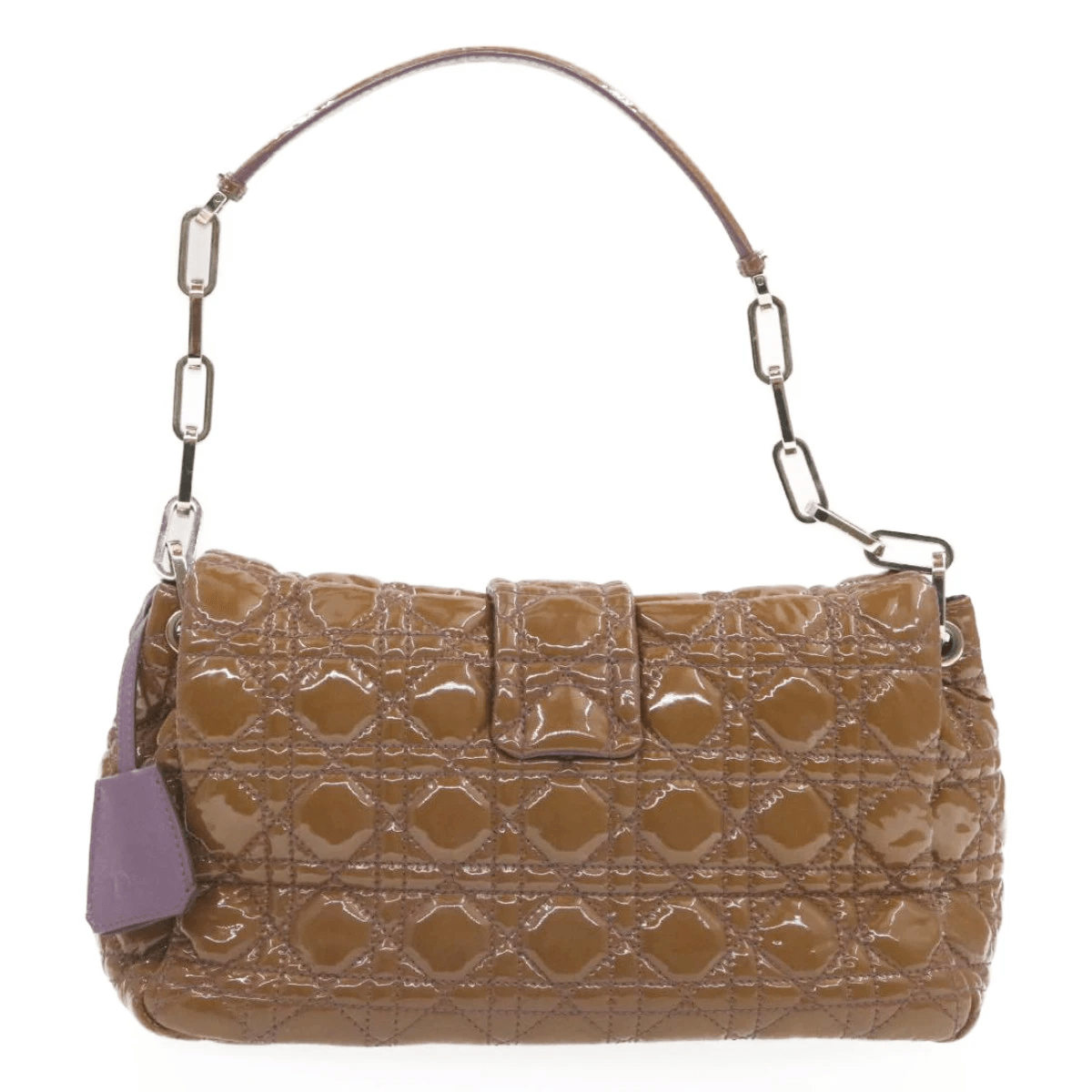 CHRISTIAN DIOR Canage Shoulder Bag Patent Leather Brown Auth rd1612 Dior