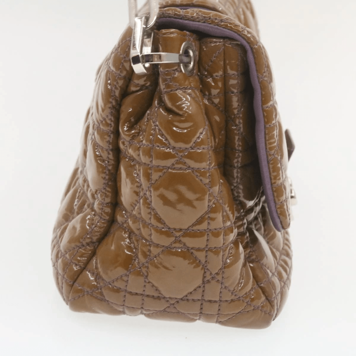 CHRISTIAN DIOR Canage Shoulder Bag Patent Leather Brown Auth rd1612 Dior