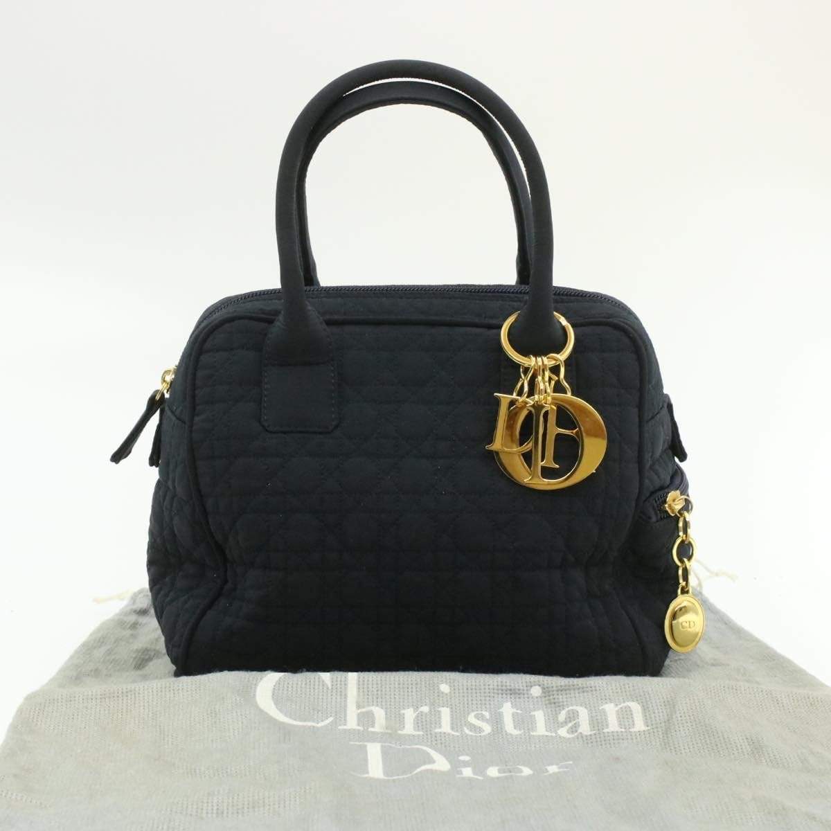 CHRISTIAN DIOR Cannage Hand Bag Black Nylon Dior