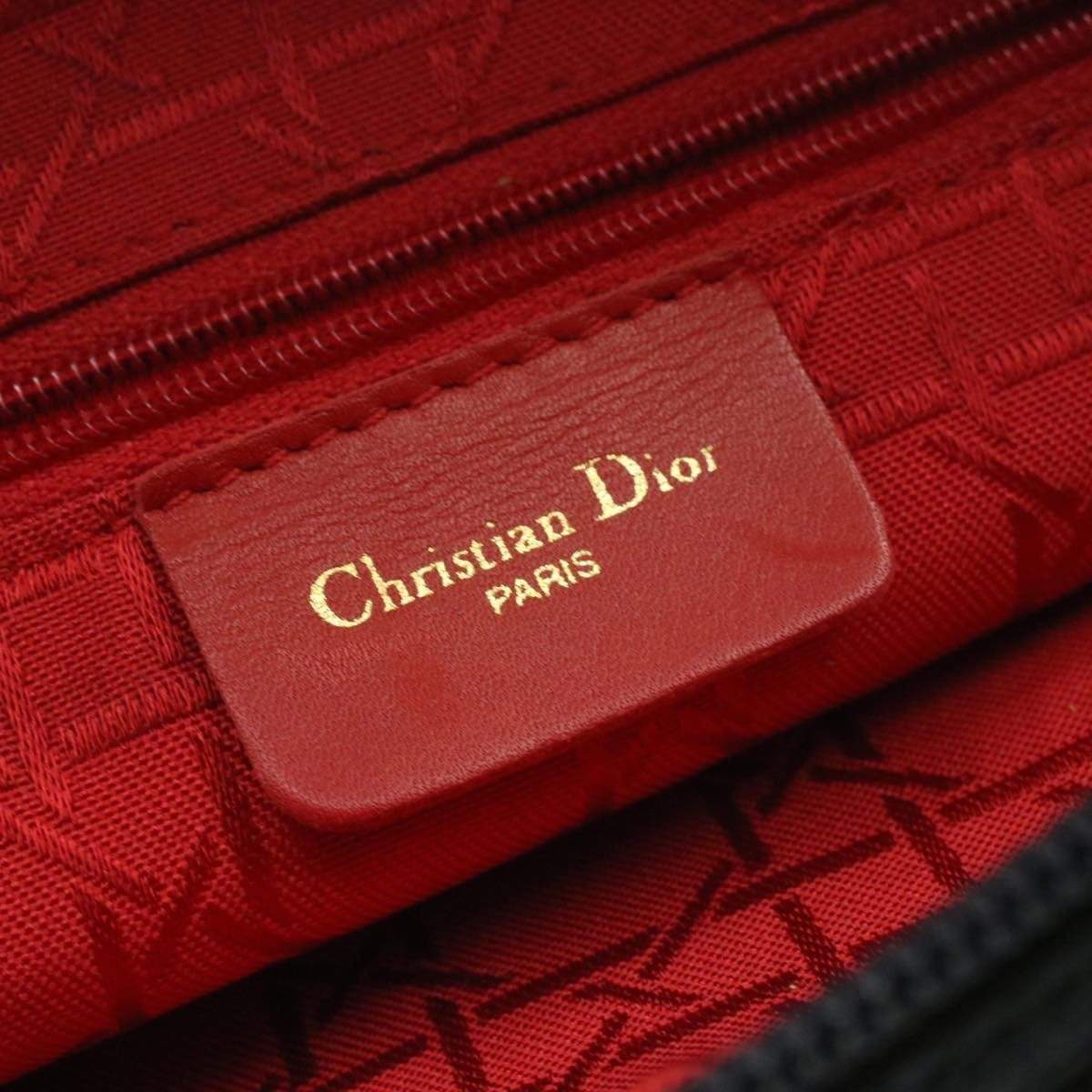 CHRISTIAN DIOR Cannage Hand Bag Black Nylon Dior