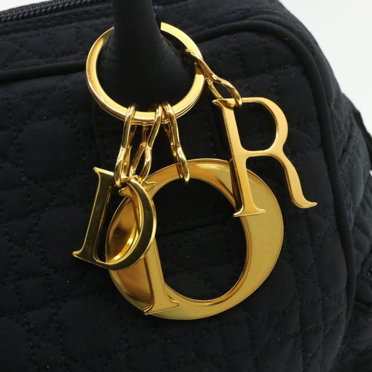 CHRISTIAN DIOR Cannage Hand Bag Black Nylon Dior