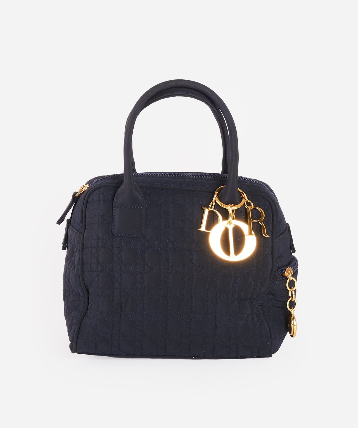 CHRISTIAN DIOR Cannage Hand Bag Black Nylon Dior